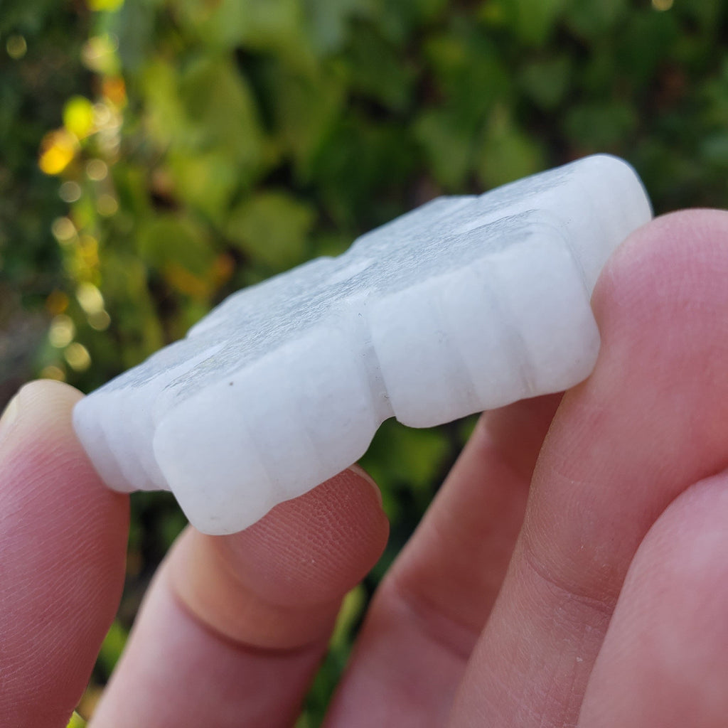 White Jade Snowflake - Peaceful, Calm, Love Energy - 2" White Snowflake Crystal Healing Holiday Gemstones