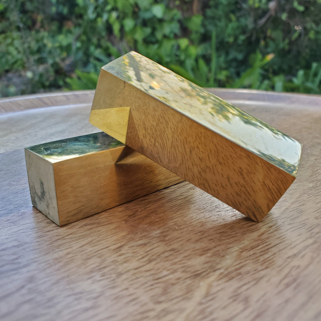 Golden Brass Bar (made of Copper & Zinc) - Purify, Blocks Negativity, Wealth, Emotional Healing - Heavy Gold Bar Gemstone 2.40" by 0.80"