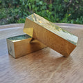 Golden Brass Bar (made of Copper & Zinc) - Purify, Blocks Negativity, Wealth, Emotional Healing - Heavy Gold Bar Gemstone 2.40" by 0.80"