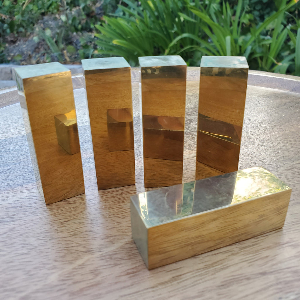 Golden Brass Bar (made of Copper & Zinc) - Purify, Blocks Negativity, Wealth, Emotional Healing - Heavy Gold Bar Gemstone 2.40" by 0.80"
