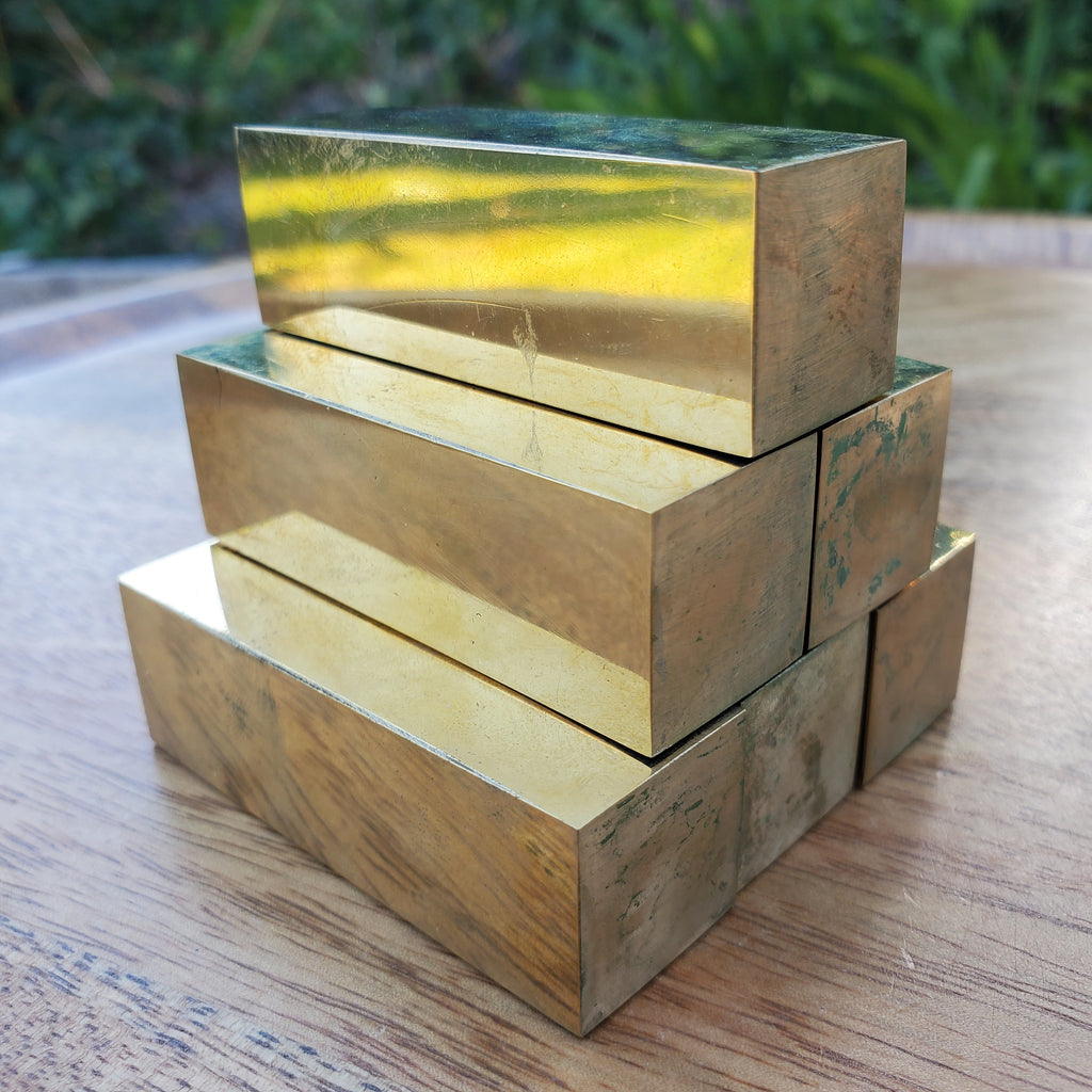 Golden Brass Bar (made of Copper & Zinc) - Purify, Blocks Negativity, Wealth, Emotional Healing - Heavy Gold Bar Gemstone 2.40" by 0.80"