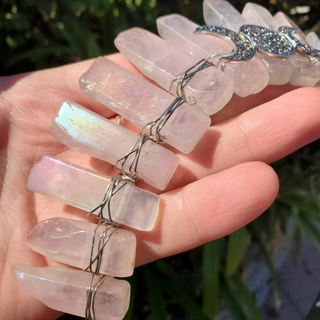 Aura Rose Quartz Crown - Unconditional Love, Compassion, Forgiveness - Pink Crystal Crown Healing Crystals Gemstones Goddess