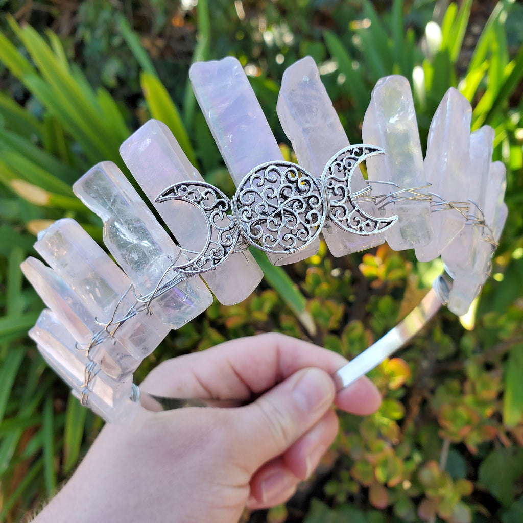 Aura Rose Quartz Crown - Unconditional Love, Compassion, Forgiveness - Pink Crystal Crown Healing Crystals Gemstones Goddess