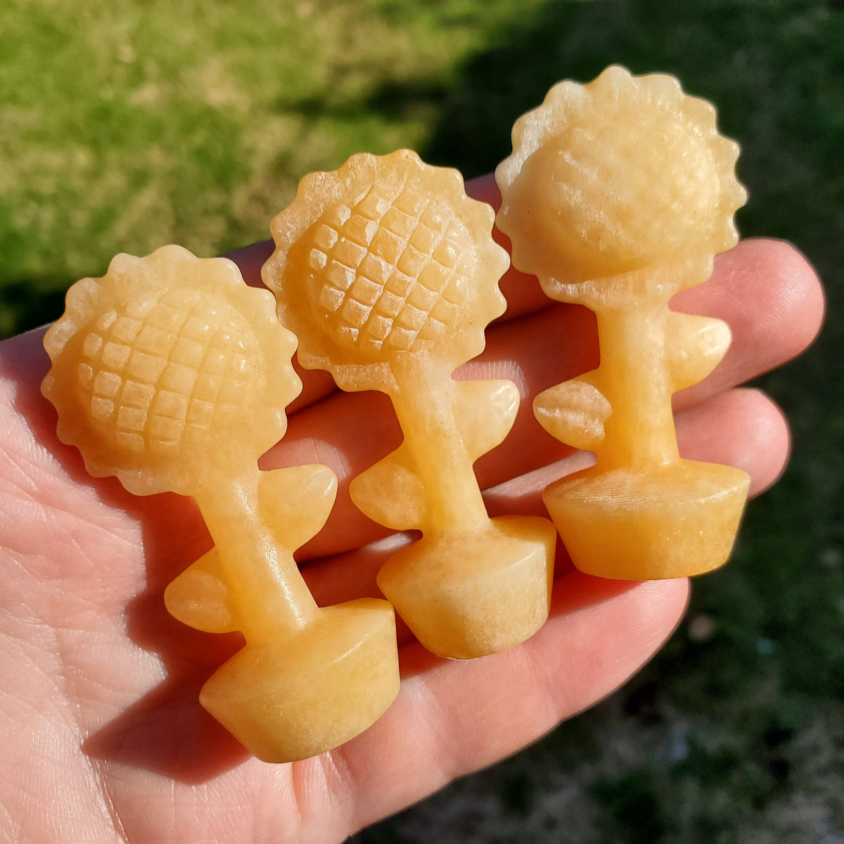 Small Orange Calcite Sunflower - Confidence, Self-Esteem, Creative & Sexual Energy - 2.25" Standing Crystal Sunflower Healing Gemstones