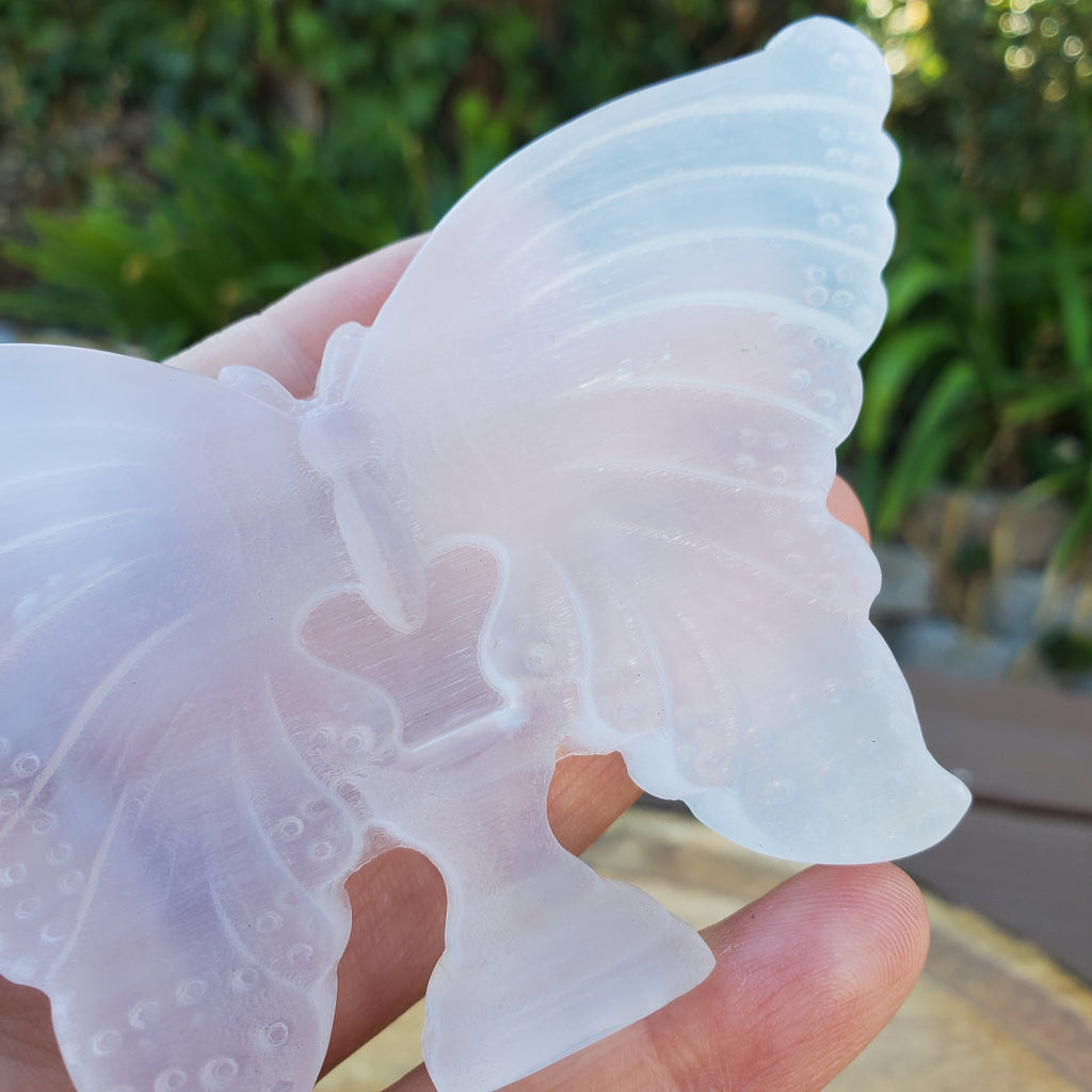 Standing Selenite Butterfly - Tranquility, Blessings, Love & Light - 4.6" Satin Spar Butterfly Display Healing Stone Crystal