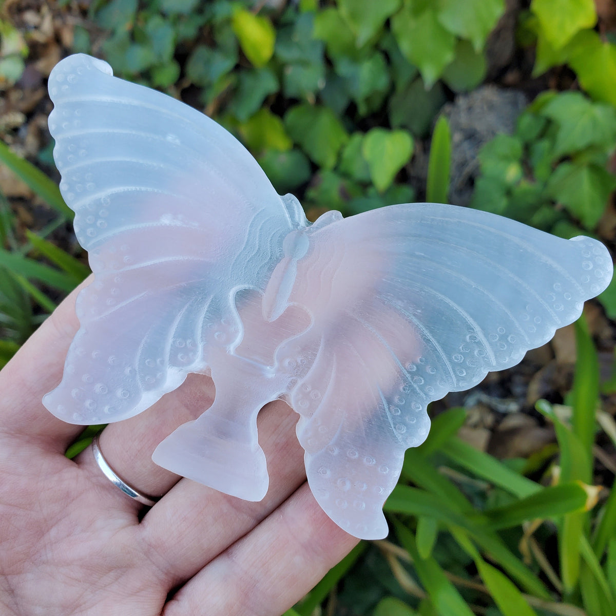 Standing Selenite Butterfly - Tranquility, Blessings, Love & Light - 4.6" Satin Spar Butterfly Display Healing Stone Crystal