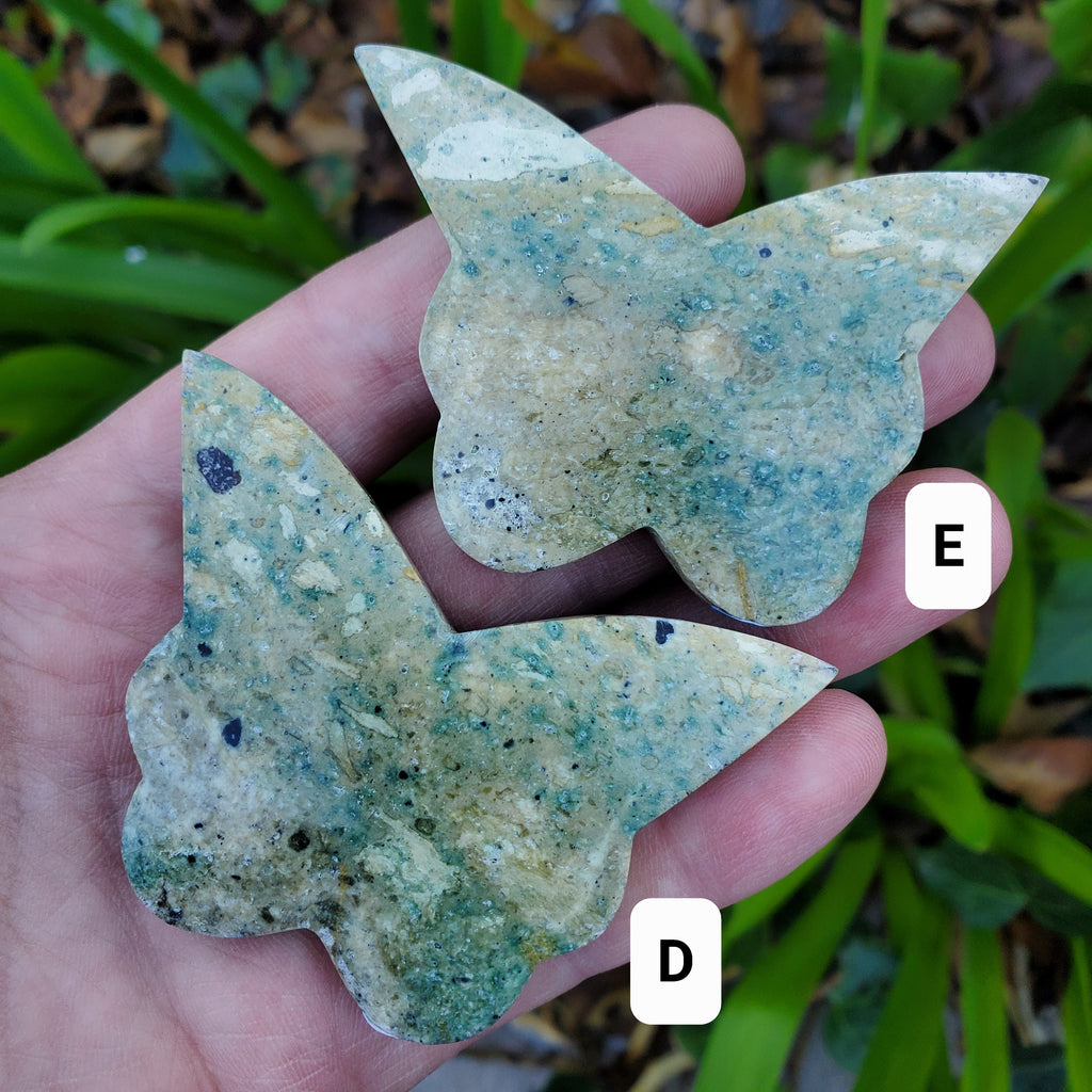 Green Jasper Butterfly - Inner Calm, Balances Energies - 2.70" Green Butterfly Carved Crystal Healing Gemstone