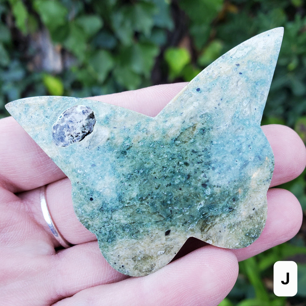 Green Jasper Butterfly - Inner Calm, Balances Energies - 2.70" Green Butterfly Carved Crystal Healing Gemstone