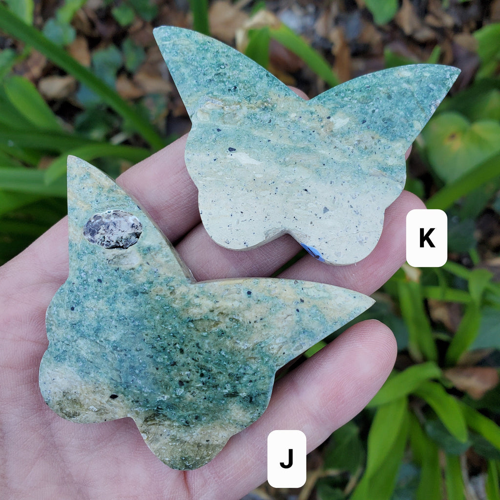 Green Jasper Butterfly - Inner Calm, Balances Energies - 2.70" Green Butterfly Carved Crystal Healing Gemstone