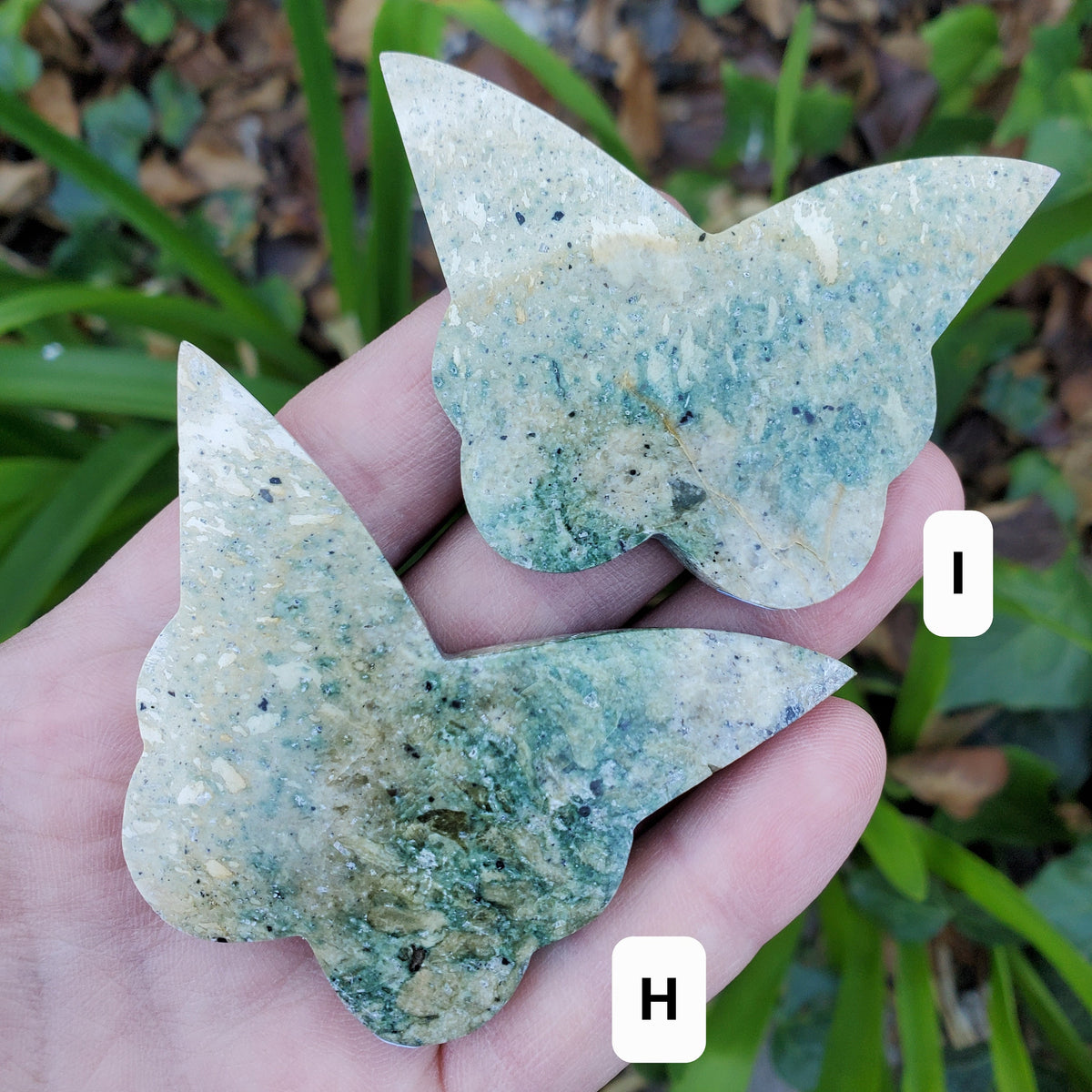 Green Jasper Butterfly - Inner Calm, Balances Energies - 2.70" Green Butterfly Carved Crystal Healing Gemstone