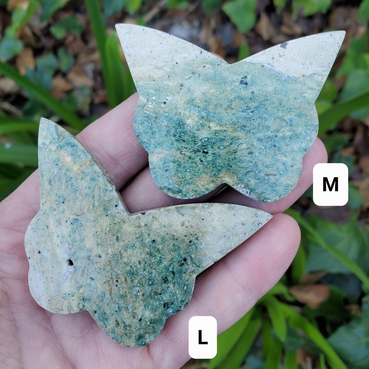 Green Jasper Butterfly - Inner Calm, Balances Energies - 2.70" Green Butterfly Carved Crystal Healing Gemstone