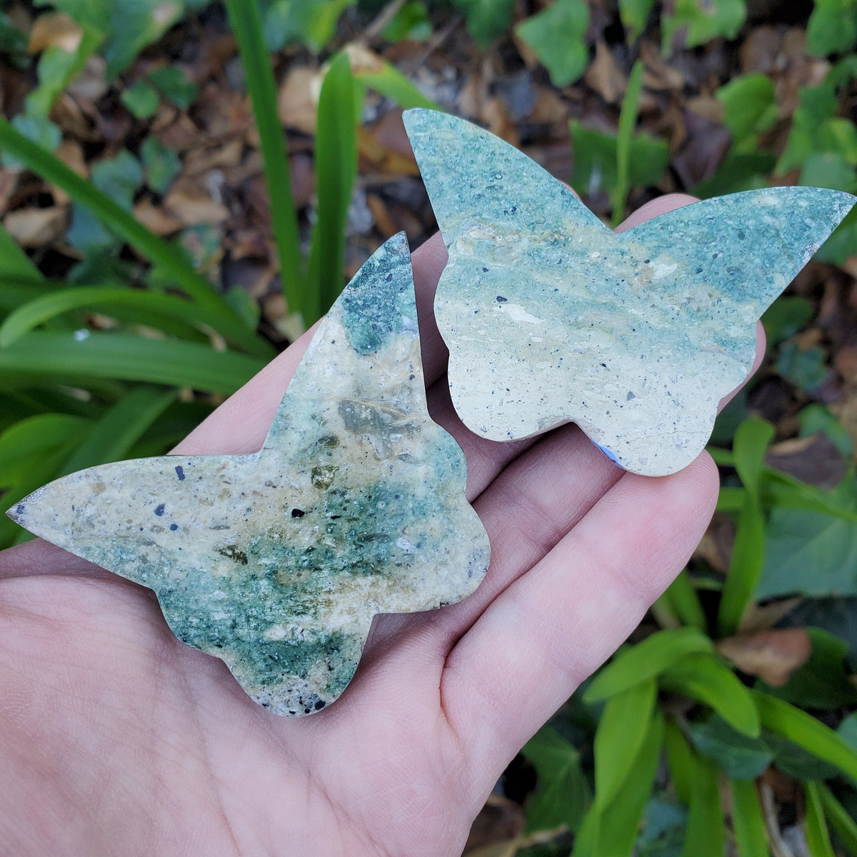 Green Jasper Butterfly - Inner Calm, Balances Energies - 2.70" Green Butterfly Carved Crystal Healing Gemstone