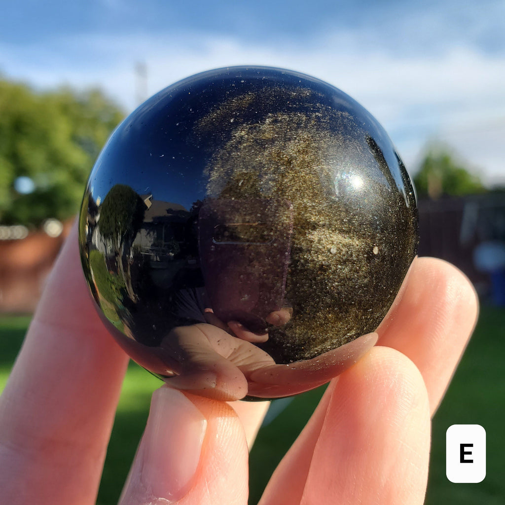 Gold Sheen Obsidian Sphere - Self Reflection, Release Negative Energies - Obsidian Black Crystal Ball Healing Gemstones