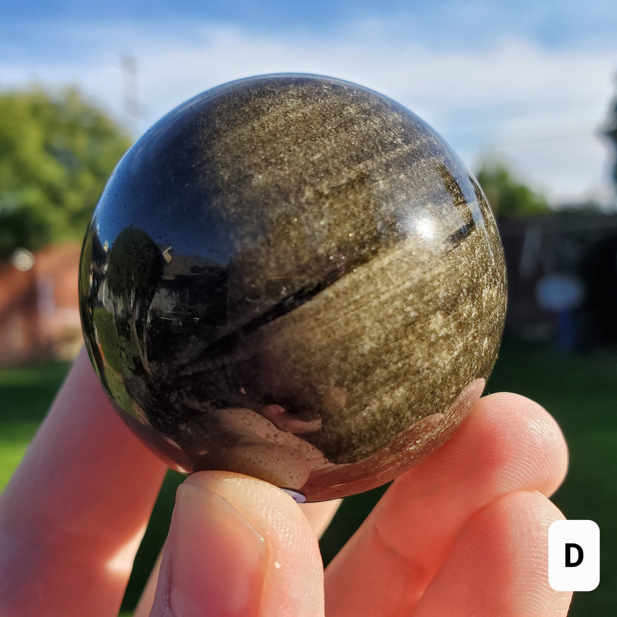 Gold Sheen Obsidian Sphere - Self Reflection, Release Negative Energies - Obsidian Black Crystal Ball Healing Gemstones