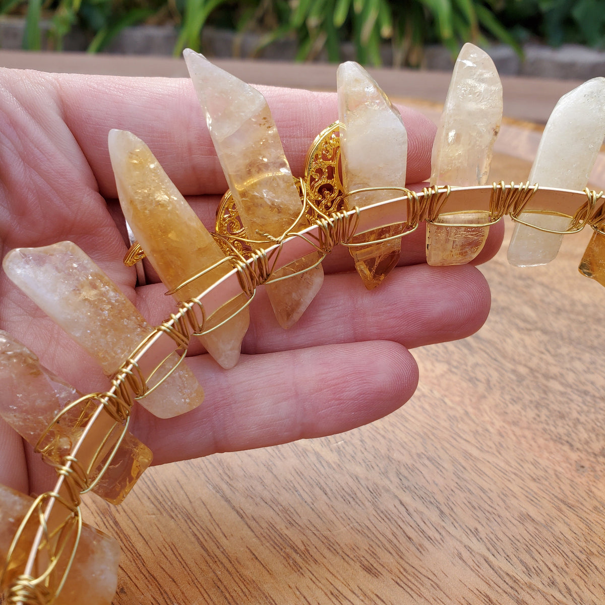 Citrine Crown with Gold Moon Phase - Abundance, Energizing, Creativity, New Beginnings - Citrine Goddess Crown Divine Healing Gemstone