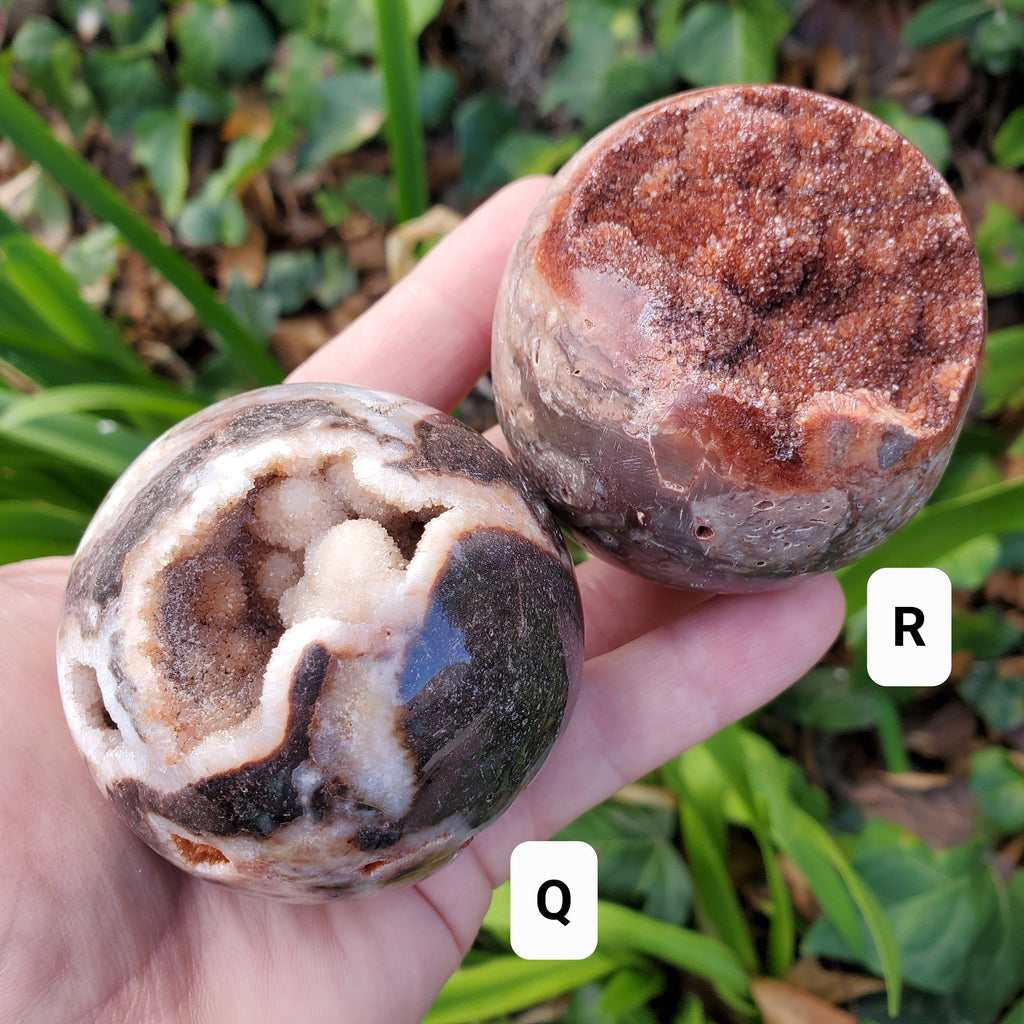 Sphalerite Druzy Sphere (Listing 1 of 2) - Protection, Grounding, Energy, Strength, Confidence - Pink Druzy Crystal Ball Healing Gemstone