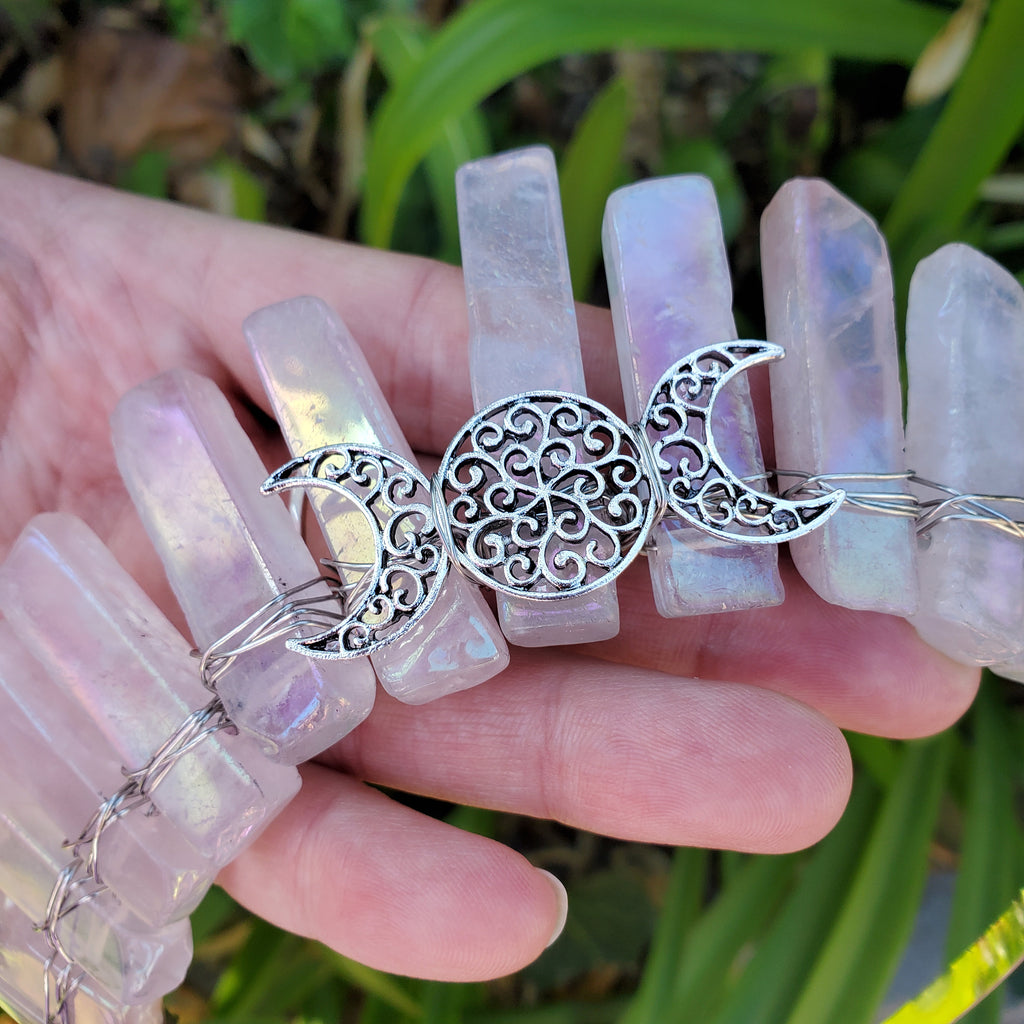 Aura Rose Quartz Crown - Unconditional Love, Compassion, Forgiveness - Pink Crystal Crown Healing Crystals Gemstones Goddess