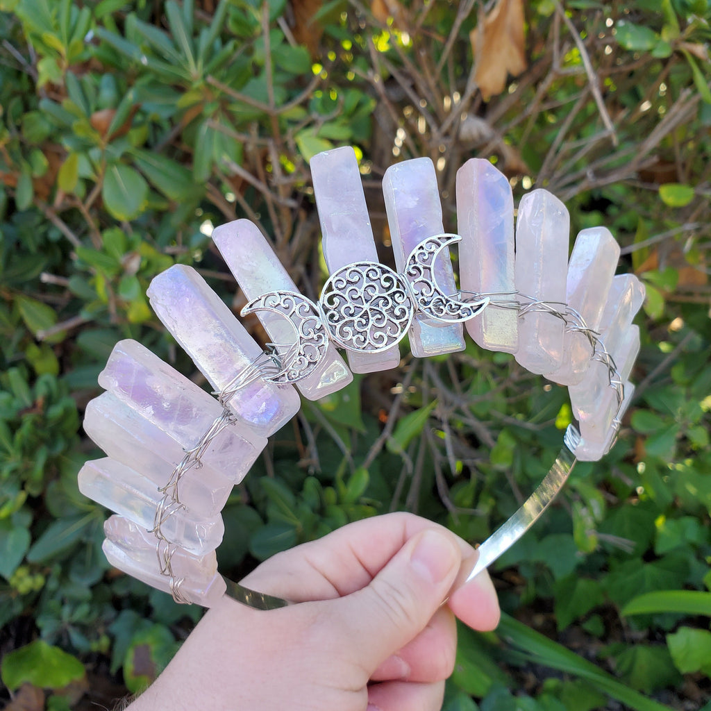 Aura Rose Quartz Crown - Unconditional Love, Compassion, Forgiveness - Pink Crystal Crown Healing Crystals Gemstones Goddess