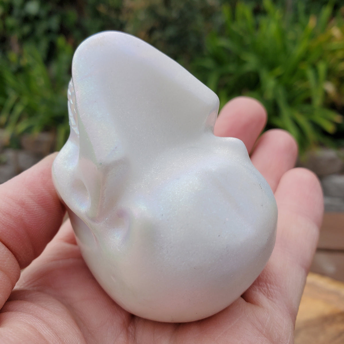 Aura White Jade Skull - Peaceful, Calm, Love Energy - 2.60" White Skull Carving Healing Gemstones