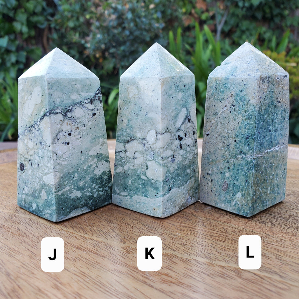 Green Jasper Chunky Towers - Inner Calm, Balances Energies, Wards Off Negativity - Green Crystal Point Crystal Healing Gemstone