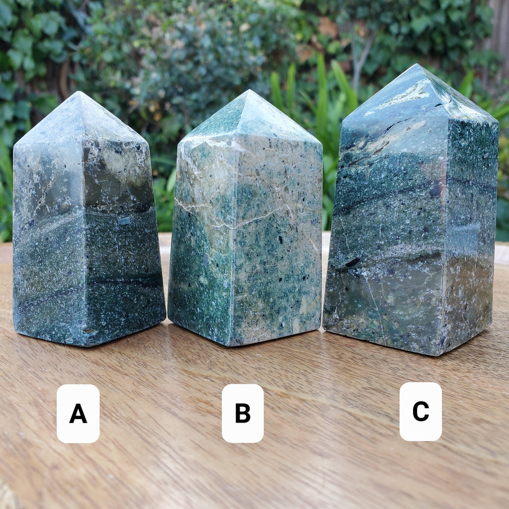 Green Jasper Chunky Towers - Inner Calm, Balances Energies, Wards Off Negativity - Green Crystal Point Crystal Healing Gemstone