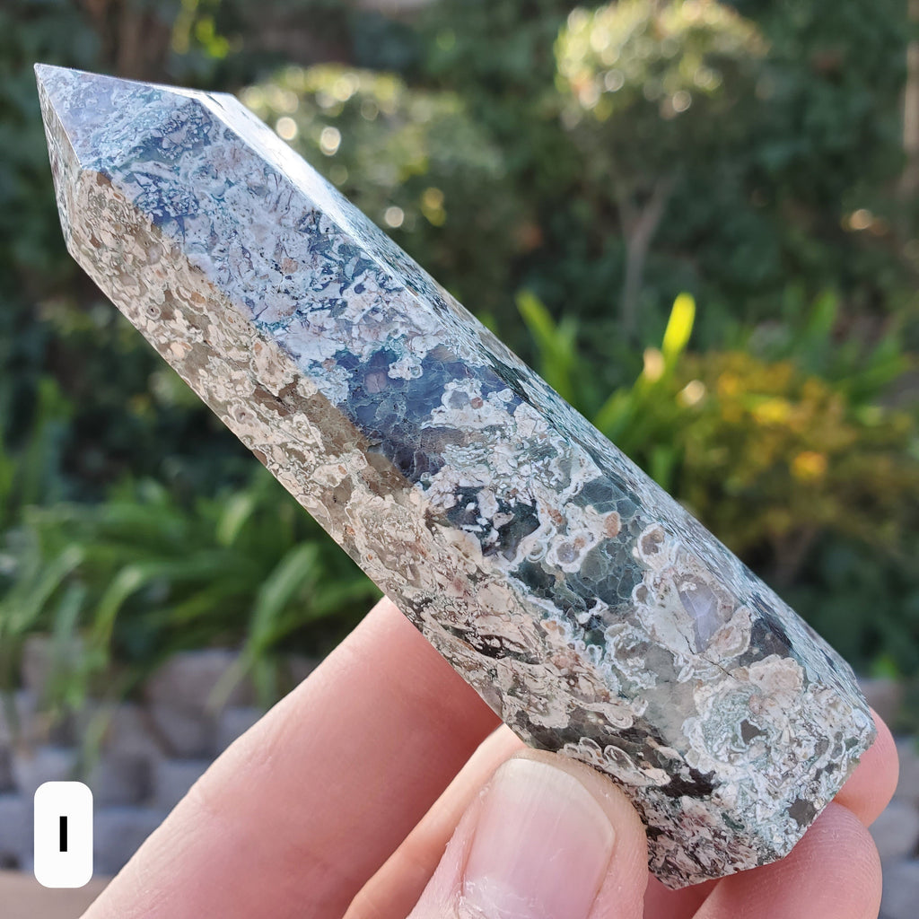 Russian Flower Agate Tower - Gentle, Nourishing, Growth - Green Flower Agate Crystal Point Generator Healing Crystals Gemstones