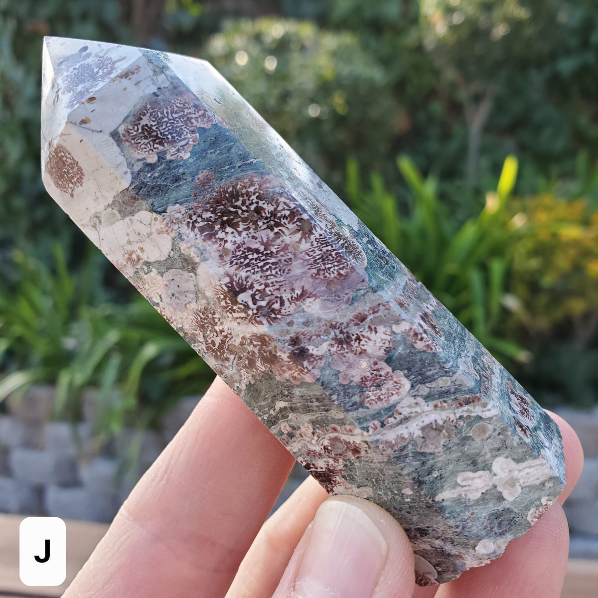 Russian Flower Agate Tower - Gentle, Nourishing, Growth - Green Flower Agate Crystal Point Generator Healing Crystals Gemstones
