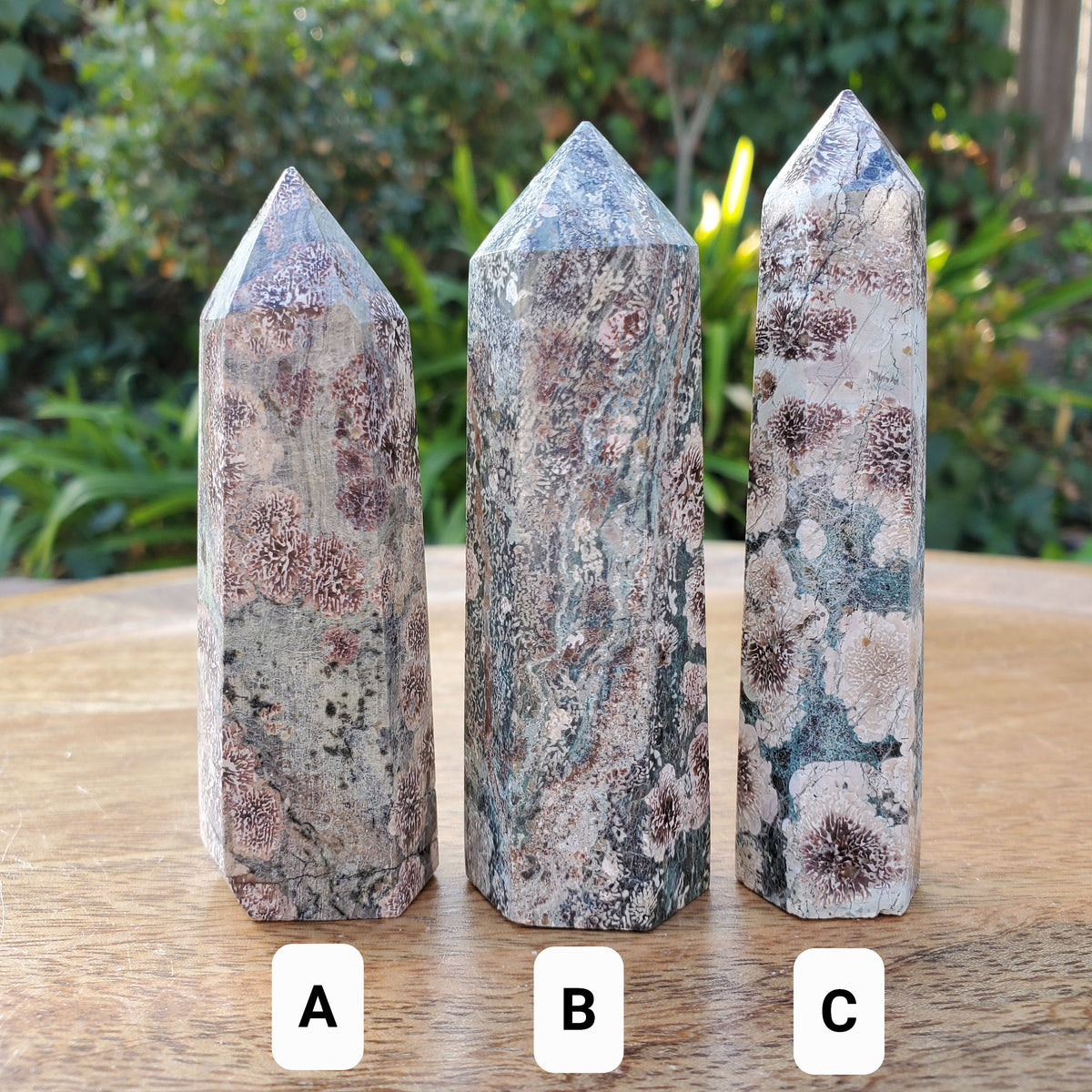 Russian Flower Agate Tower - Gentle, Nourishing, Growth -  Green Flower Agate Crystal Point Generator Healing Crystals Gemstones