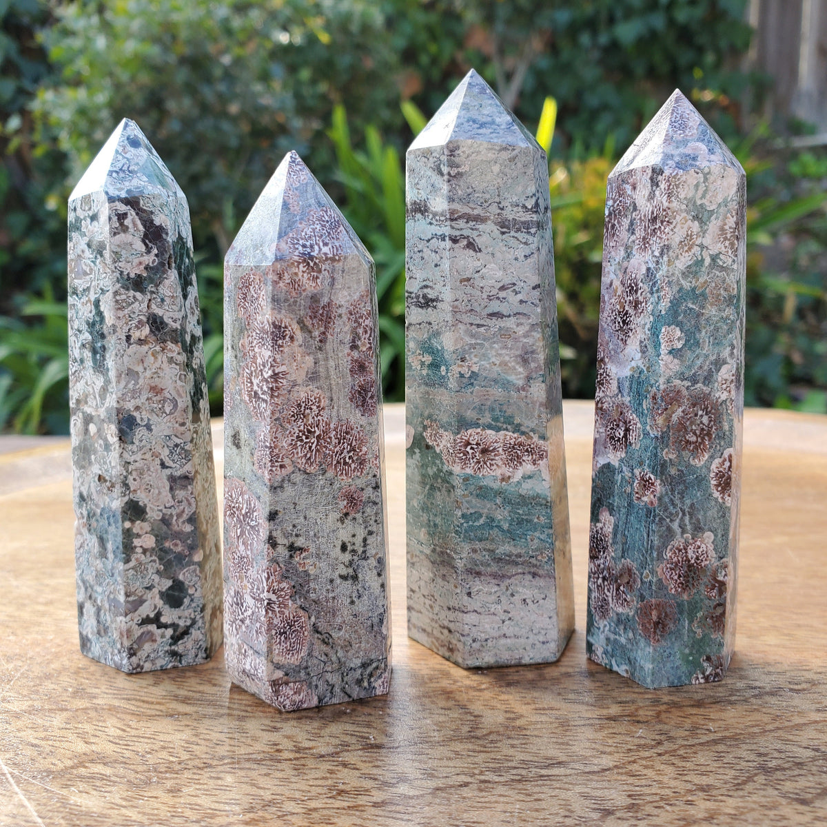 Russian Flower Agate Tower - Gentle, Nourishing, Growth -  Green Flower Agate Crystal Point Generator Healing Crystals Gemstones