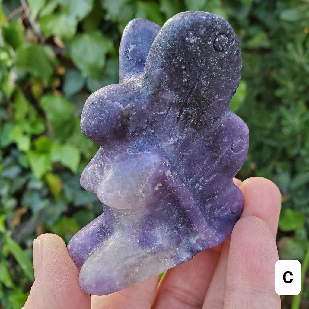 Kneeling Lepidolite Fairy - Helps You Through Change, Anti-Anxiety, Calming, Relaxing - Purple Fairy Carving Healing Stone