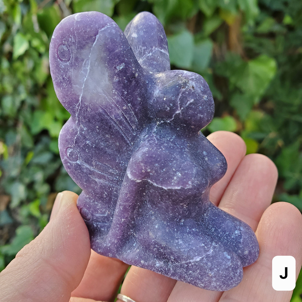 Kneeling Lepidolite Fairy - Helps You Through Change, Anti-Anxiety, Calming, Relaxing - Purple Fairy Carving Healing Stone