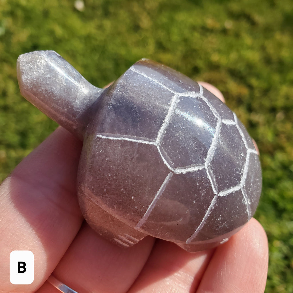 Grape Agate Turtle - Self Confidence. Psychic Protection, Dreams, Intuition - Purple and Green Turtle Carving Crystal Healing Gemstones