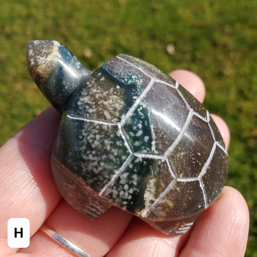 Grape Agate Turtle - Self Confidence. Psychic Protection, Dreams, Intuition - Purple and Green Turtle Carving Crystal Healing Gemstones