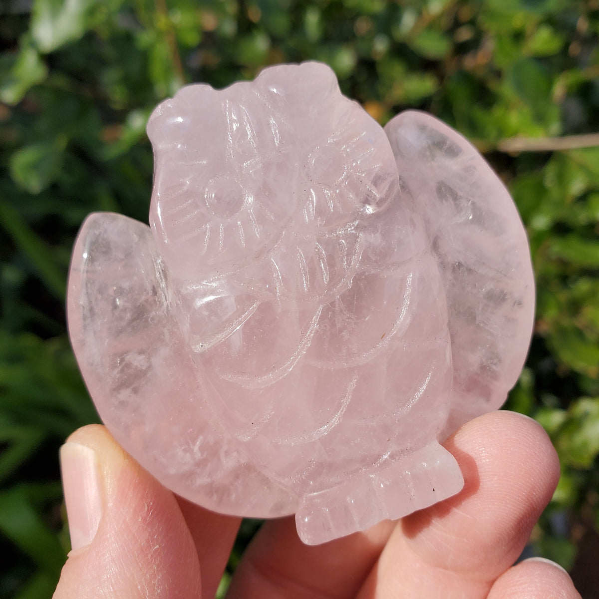Rose Quartz Owl - Unconditional Love, Compassion, Self Love, Kindness, Positivity - Pink Crystal Owl Carving Healing Gemstones