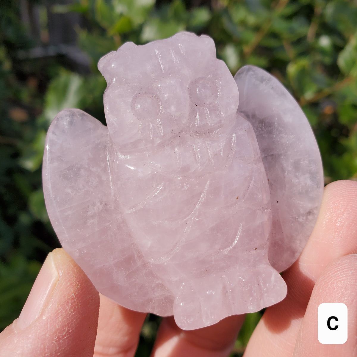 Rose Quartz Owl - Unconditional Love, Compassion, Self Love, Kindness, Positivity - Pink Crystal Owl Carving Healing Gemstones