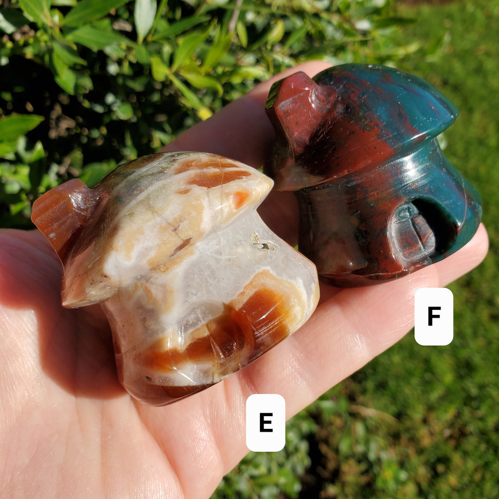 Ocean Jasper Mushroom House - Strength & Renewal - Jasper Crystal Carved Mushie House Healing Crystals Gemstones