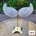Moonstone Angel Wings with Gold Stand - Uplifting, Feminine Energy, Empowering - Flashy Moonstone Crystal Wings Healing Gemstones