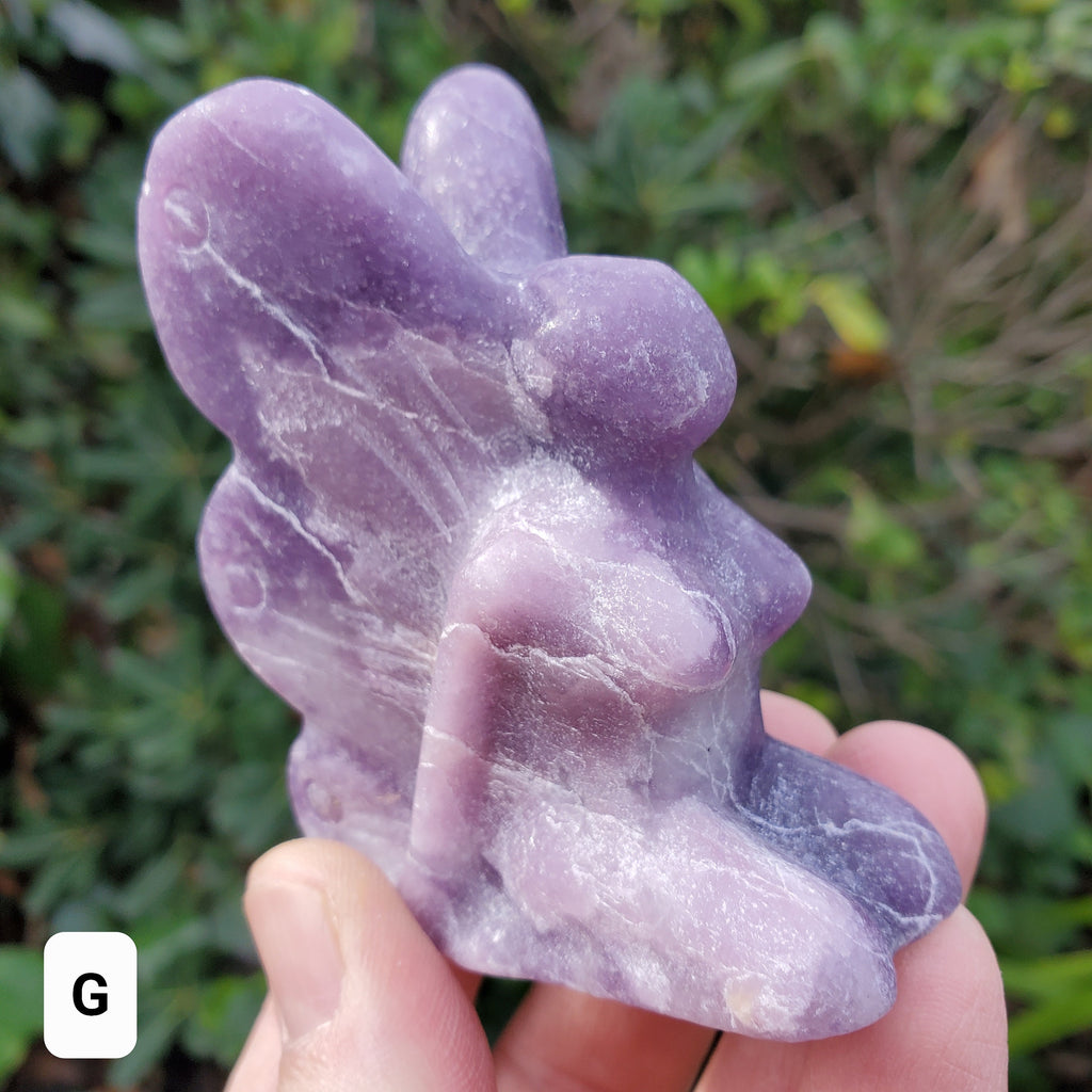Kneeling Lepidolite Fairy - Helps You Through Change, Anti-Anxiety, Calming, Relaxing - Purple Fairy Carving Healing Stone