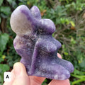 Kneeling Lepidolite Fairy - Helps You Through Change, Anti-Anxiety, Calming, Relaxing - Purple Fairy Carving Healing Stone