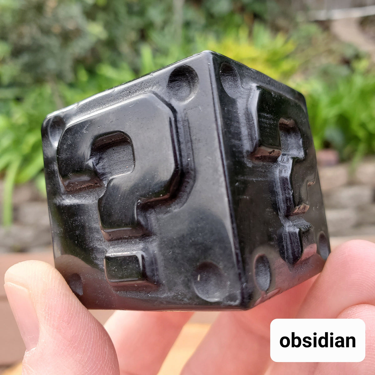 Obsidian Question Block or Orange Calcite Cube - Self Reflection, Release Negative Energies, Confidence, Self Esteem - Crystal Cube