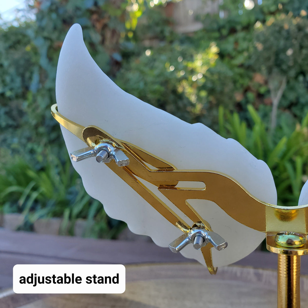 White Jade Angel Wings on Metal Stand - Peaceful, Calm, Joy, Love Energy - White Angel Wings Statement Display Healing Gemstone