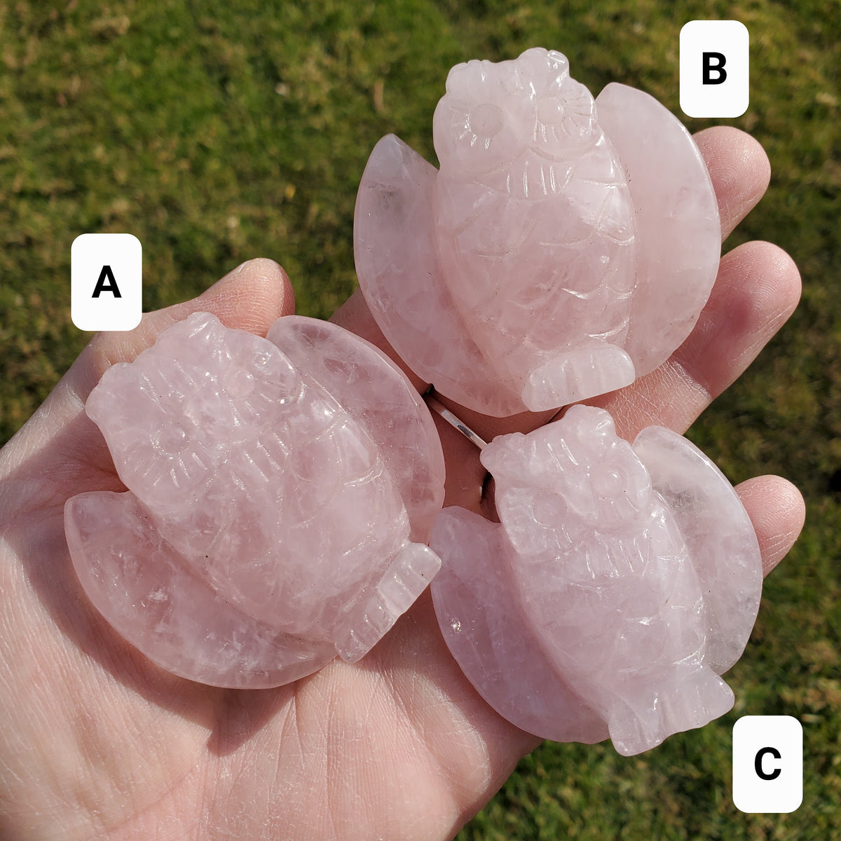 Rose Quartz Owl - Unconditional Love, Compassion, Self Love, Kindness, Positivity - Pink Crystal Owl Carving Healing Gemstones