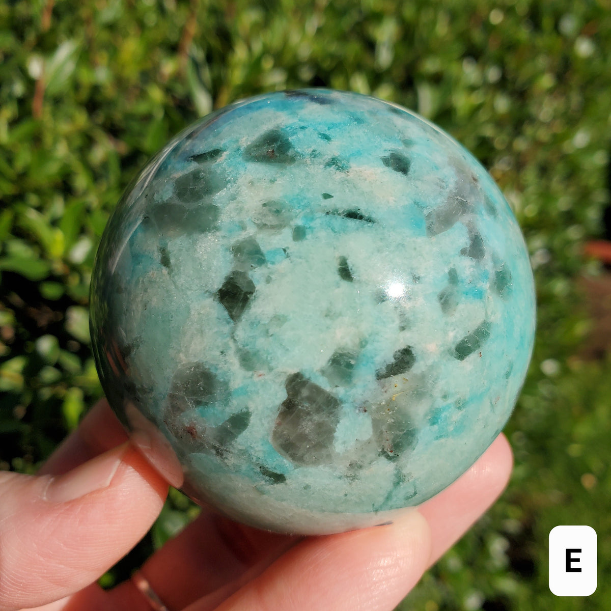 Amazonite Sphere with Smoky Quartz - Calming, Courage, Truth, Compassion - Amazonite Teal Crystal Ball Healing Gemstones
