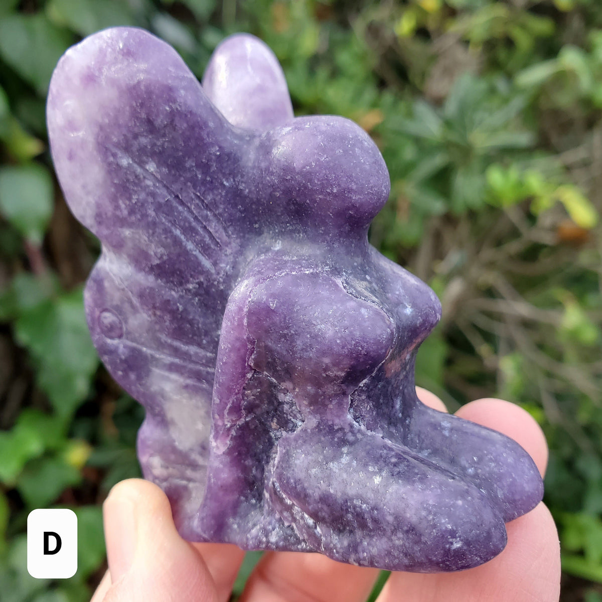 Kneeling Lepidolite Fairy - Helps You Through Change, Anti-Anxiety, Calming, Relaxing - Purple Fairy Carving Healing Stone