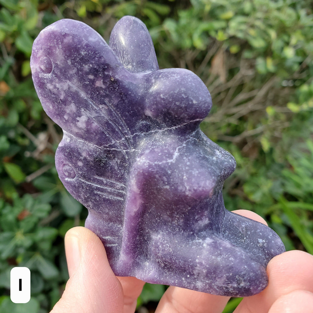 Kneeling Lepidolite Fairy - Helps You Through Change, Anti-Anxiety, Calming, Relaxing - Purple Fairy Carving Healing Stone