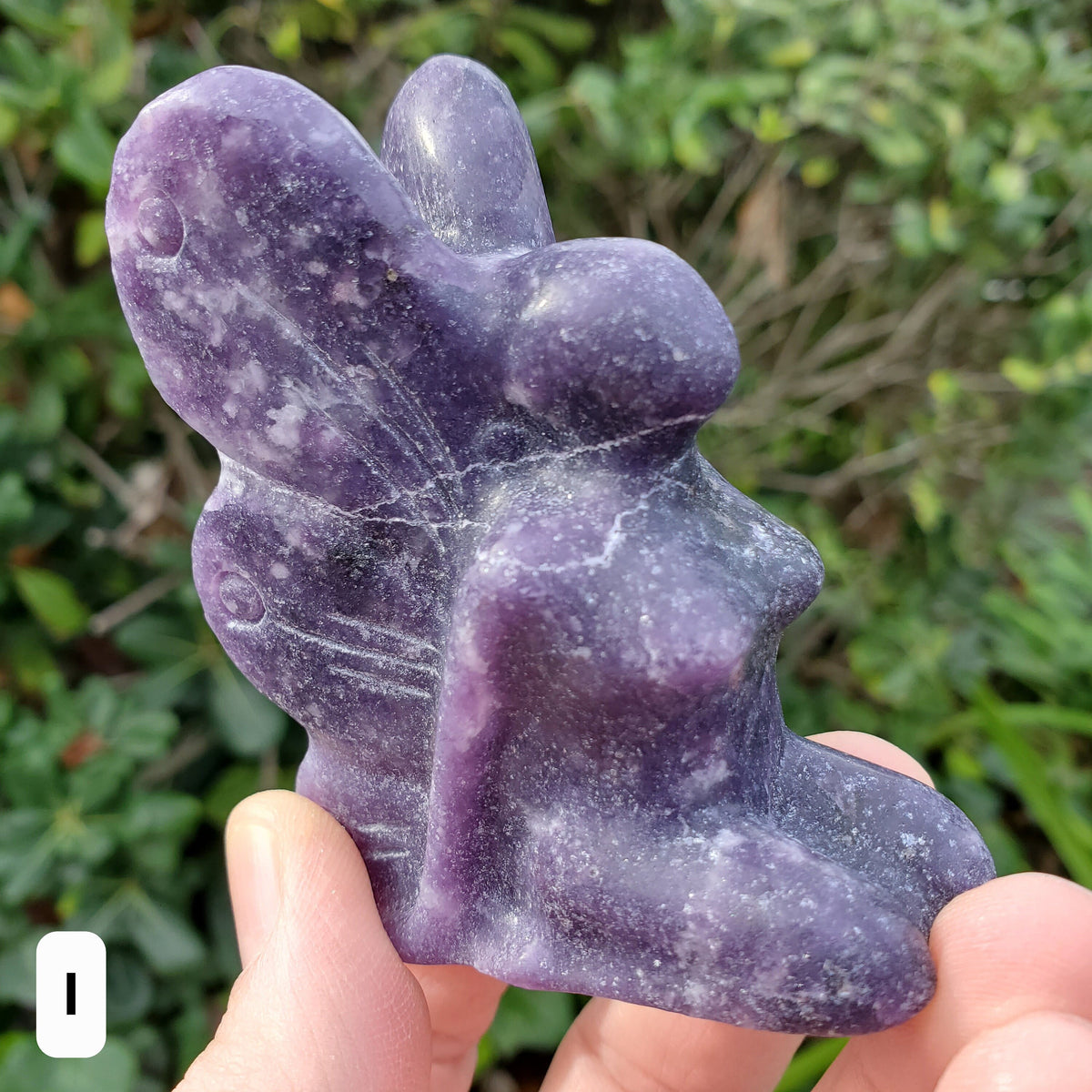 Kneeling Lepidolite Fairy - Helps You Through Change, Anti-Anxiety, Calming, Relaxing - Purple Fairy Carving Healing Stone