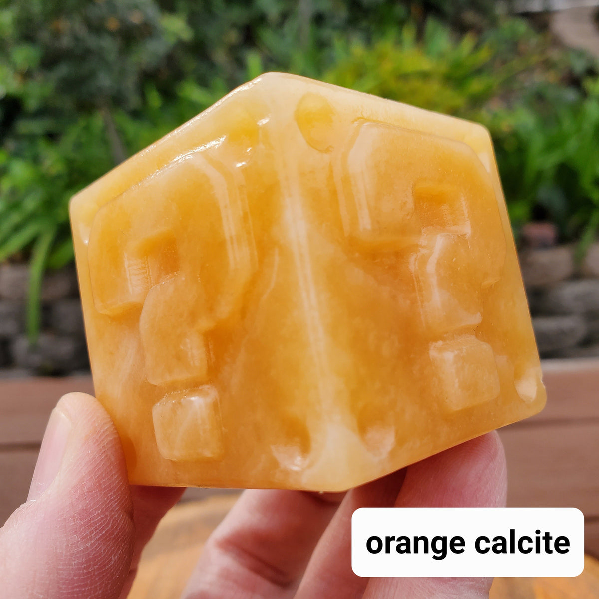 Obsidian Question Block or Orange Calcite Cube - Self Reflection, Release Negative Energies, Confidence, Self Esteem - Crystal Cube