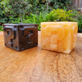 Obsidian Question Block or Orange Calcite Cube - Self Reflection, Release Negative Energies, Confidence, Self Esteem - Crystal Cube