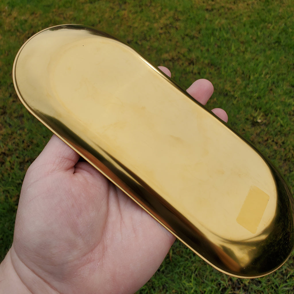 Metal Tray with Moon Phase - Crystal Tray, Display Tray, Gemstone Organizer, Gold Tray 9" x 3.6"