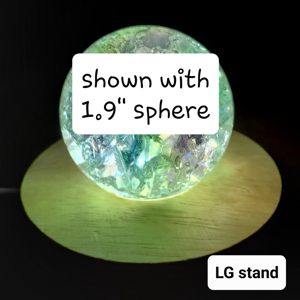 Wood Sphere Stand with Light - Holds Any 2" to 4" Sphere - Light Stand with USB plug in - Crystal Ball Stand Holder Display Lamp Base